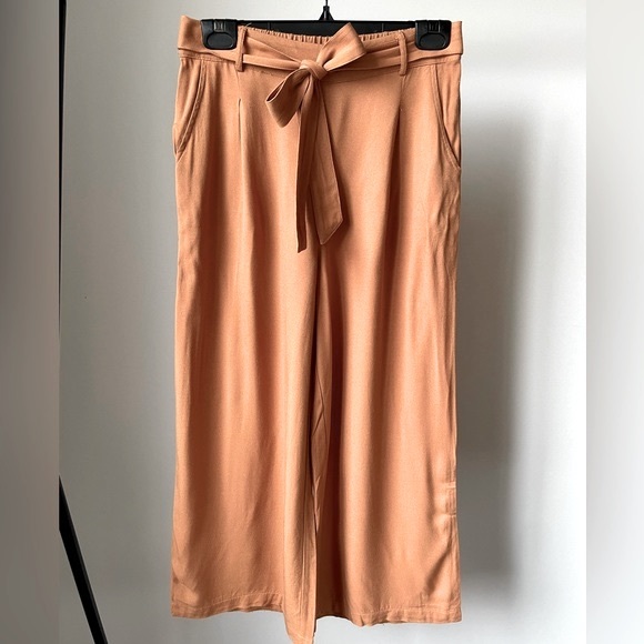 Workhall High-Waisted Wide-Leg Culottes Pants in Rust - Picture 3 of 6
